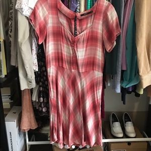 Red and pink flannel dress from Obey